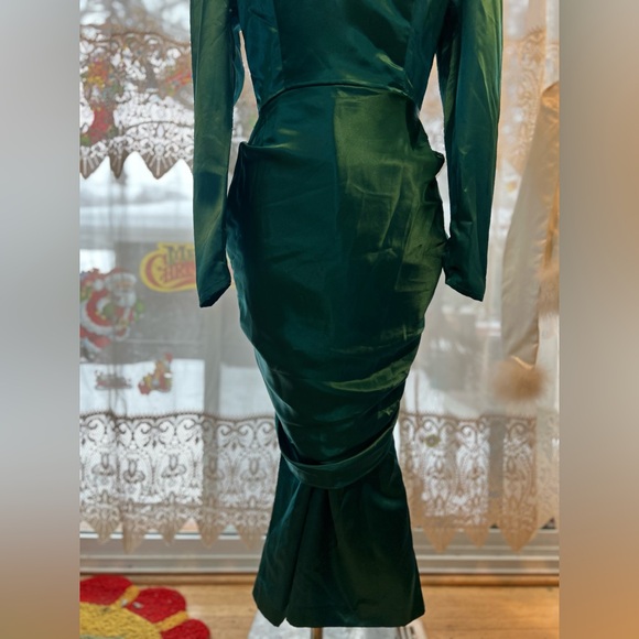 Dresses & Skirts - Vintage Nu Mode Teal Satin Dress | Soft Mermaid Silhouette